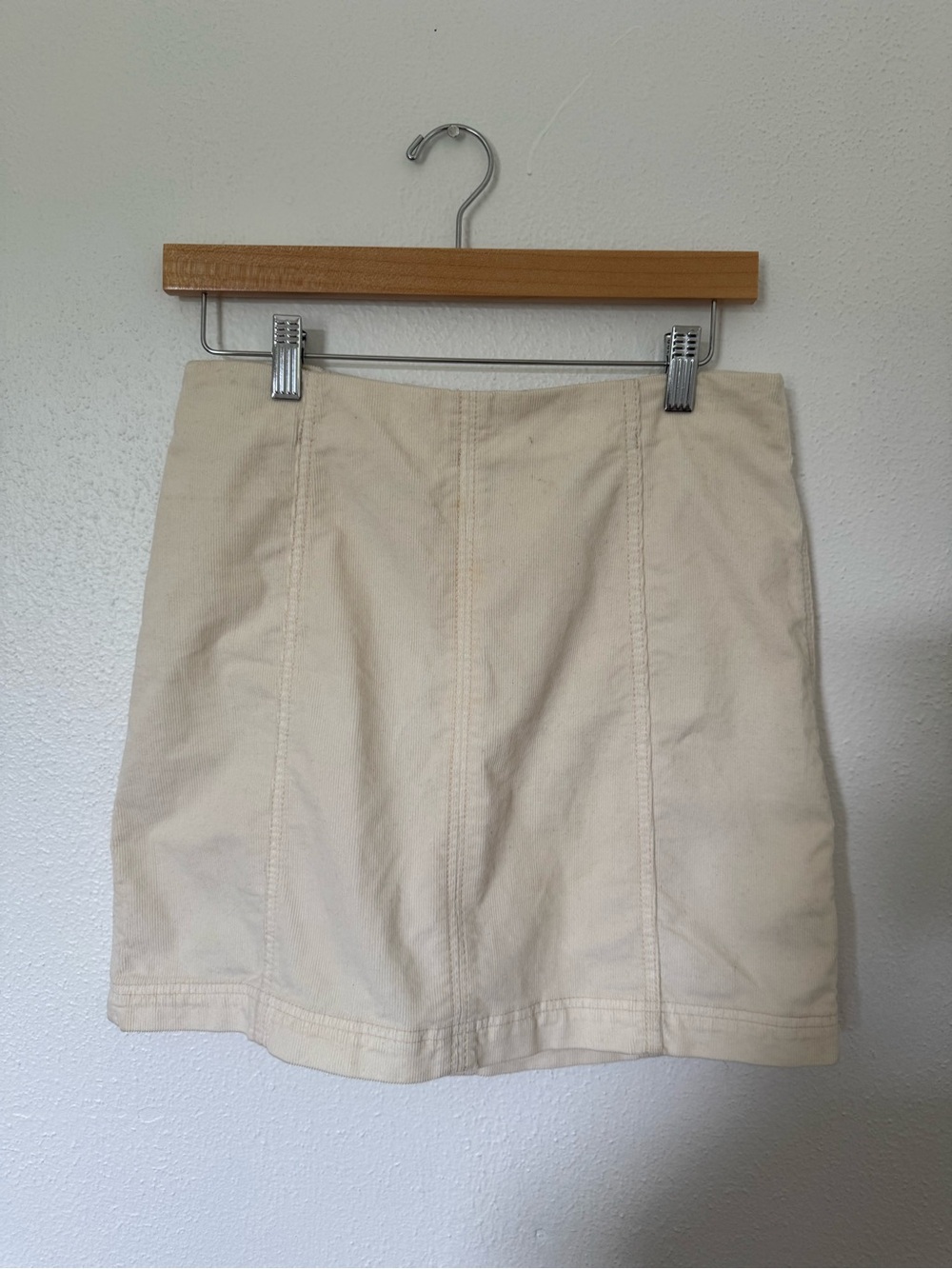 Free People corduroy Cream Mini Skirt with Panel Seams